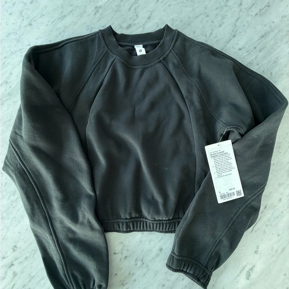 lululemon athletica Black scuba crew neck sweat shirt